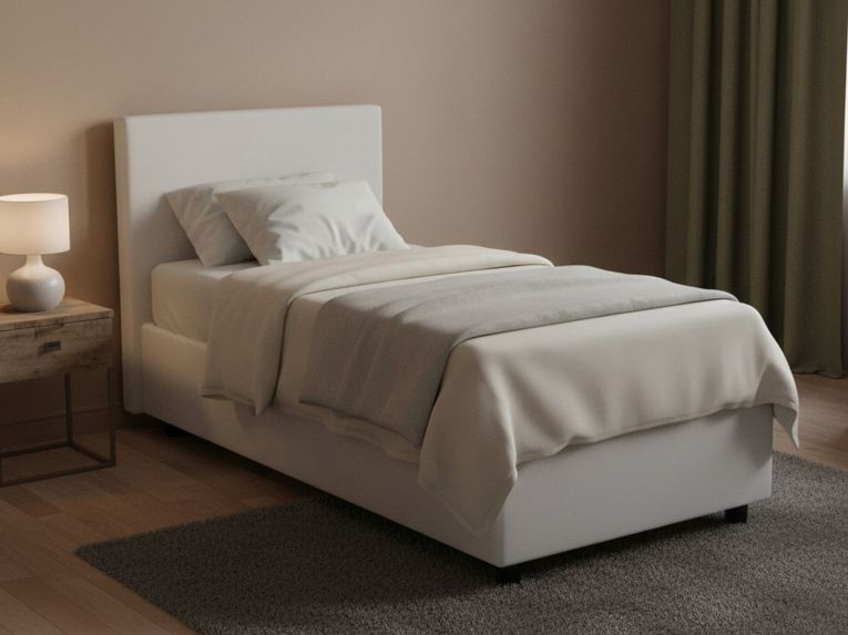 Letto singolo contenitore bianco 95x205cm design - Adrama