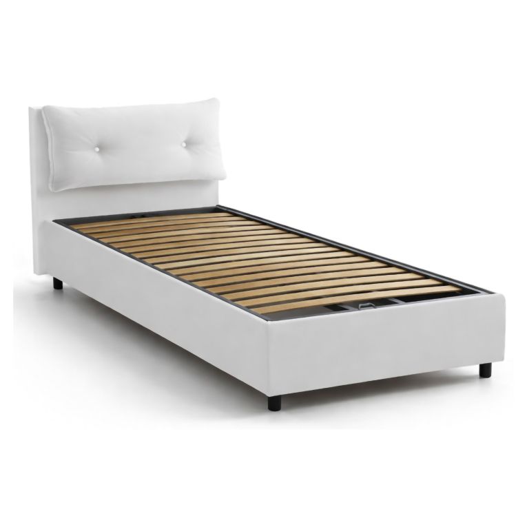 Letto singolo contenitore bianco 95x205cm elegante - Anzi