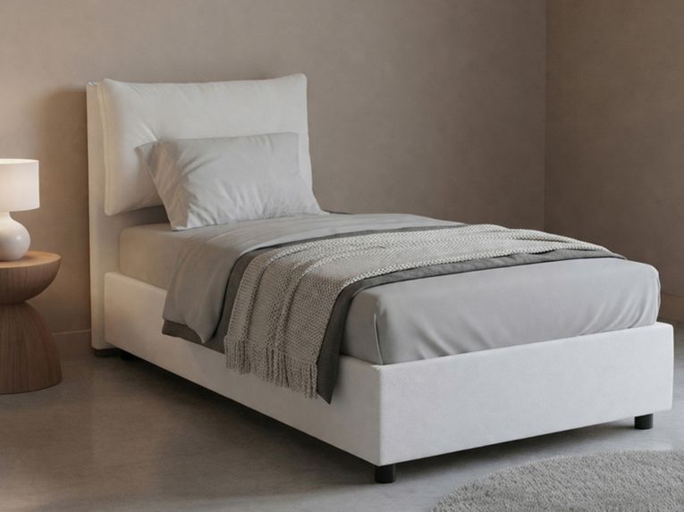 Letto singolo contenitore bianco 95x205cm elegante - Anzi
