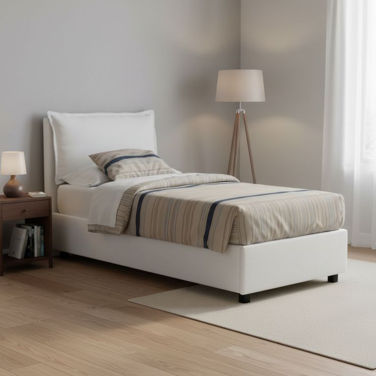 Letto singolo contenitore bianco 95x205cm in legno - Alto