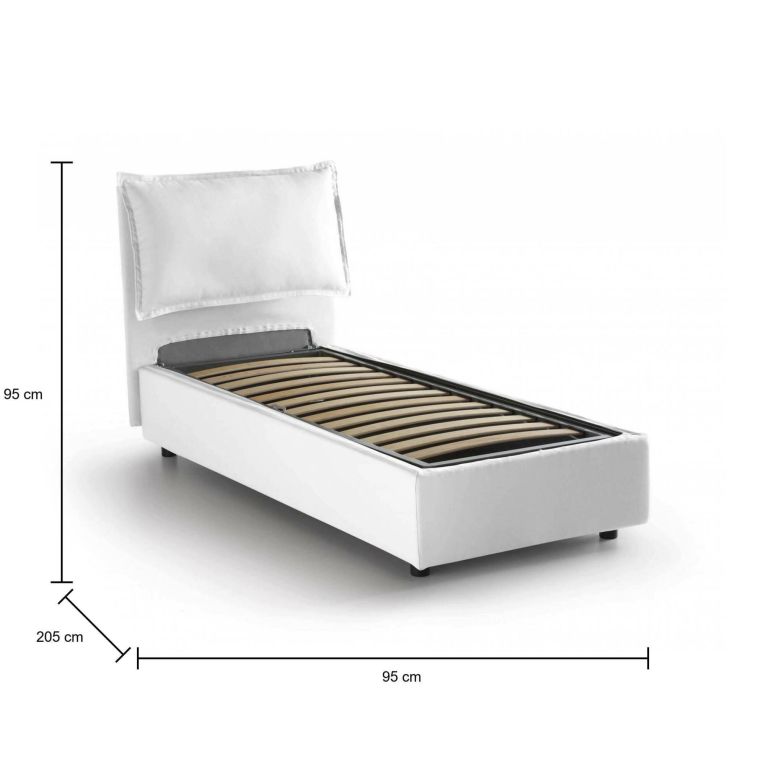 Letto singolo contenitore bianco 95x205cm in legno - Alto