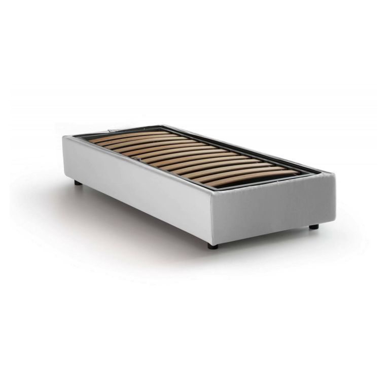 Letto singolo contenitore bianco 95x205cm moderno in legno - Adoxa