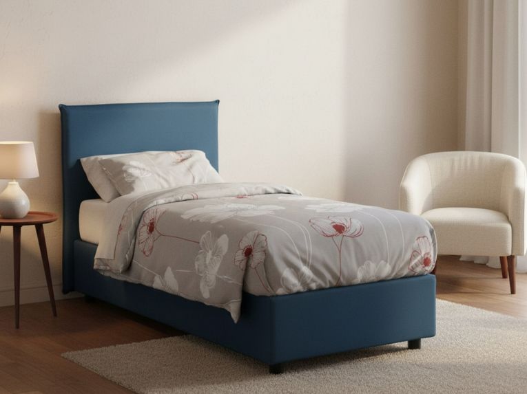 Letto singolo contenitore blu 105x205cm rete inclusa - Ajan