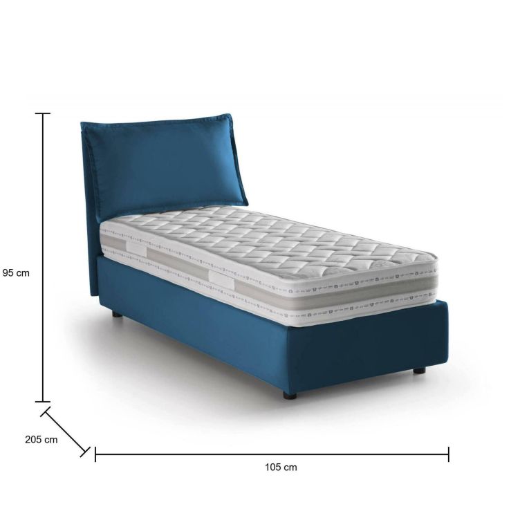 Letto singolo contenitore blu 105x205cm sfoderabile - Animal
