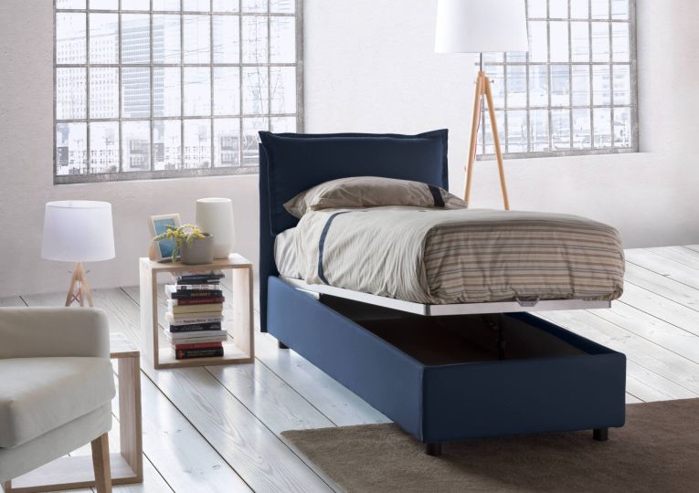 Letto singolo contenitore blu 105x205cm sfoderabile - Animal