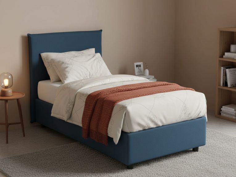Letto singolo contenitore blu 105x215cm sfoderabile - Alder