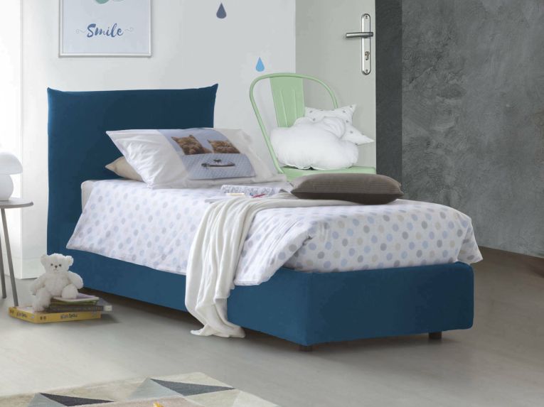 Letto singolo contenitore blu 110x215cm materasso incluso - Azeglio