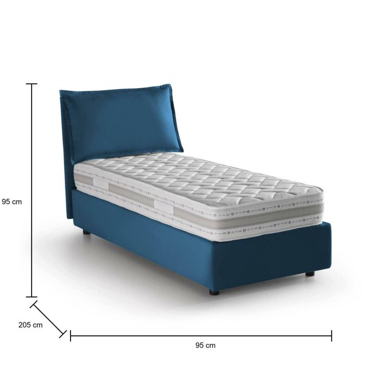 Letto singolo contenitore blu 95x205cm in legno - Armaduk