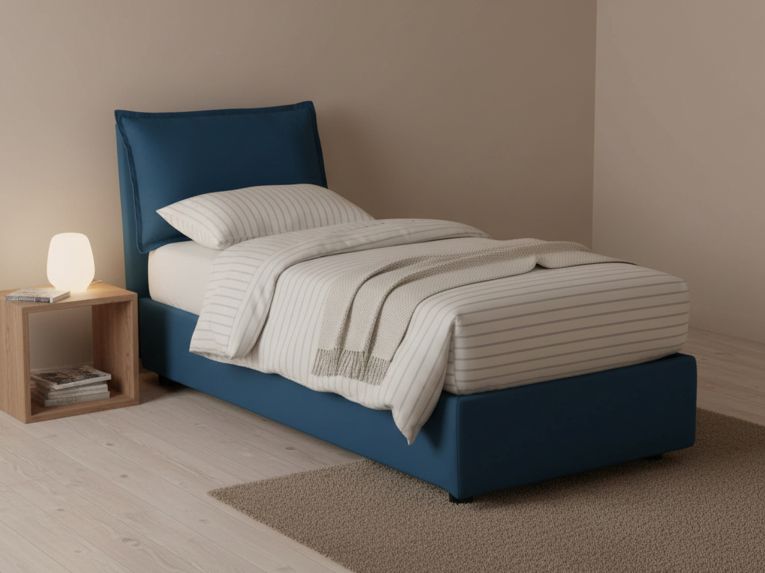 Letto singolo contenitore blu 95x205cm in legno - Armaduk