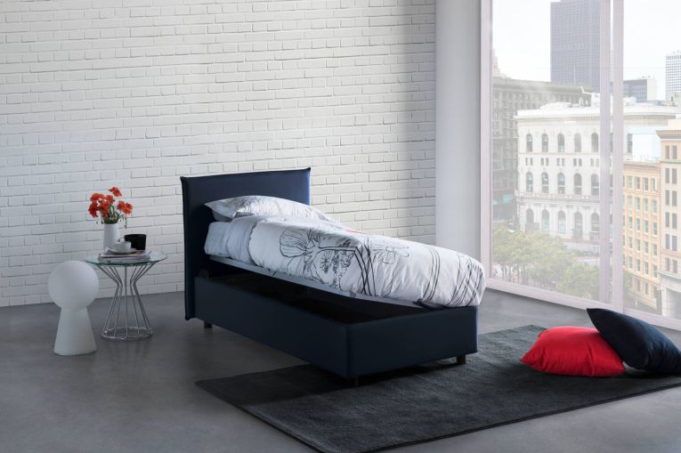 Letto singolo contenitore blu 95x205cm sfoderabile - Acuila