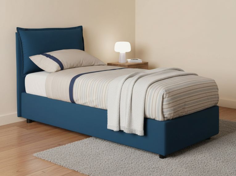 Letto singolo contenitore blu 95x215cm rete inclusa - Azzurrino