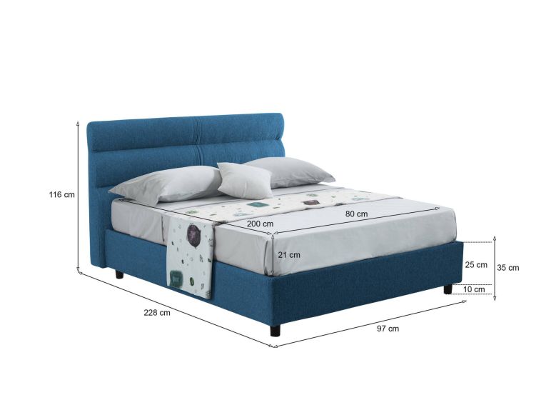 Letto singolo contenitore blu 97x228cm materasso incluso - Adalpina