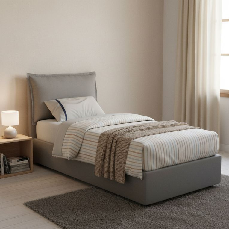 Letto singolo contenitore grigio 105x205cm in legno - Animal