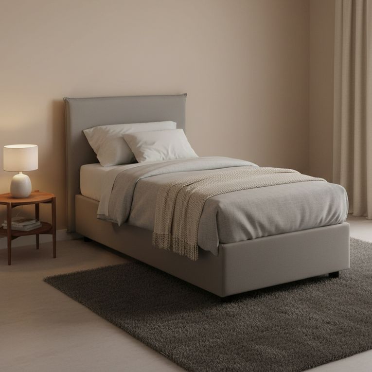 Letto singolo contenitore grigio 105x205cm materasso incluso - Arminius