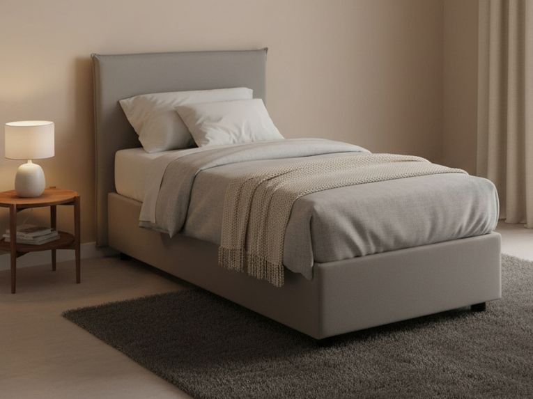 Letto singolo contenitore grigio 105x205cm materasso incluso - Arminius