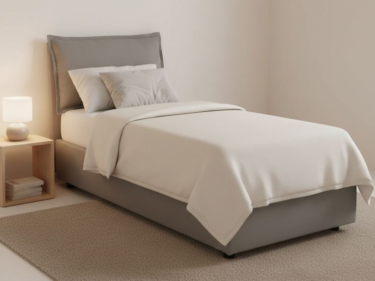 Letto singolo contenitore grigio 105x215cm in legno - Arzon