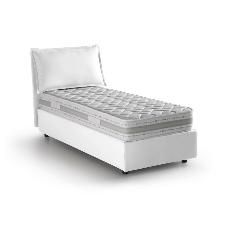 Letto singolo contenitore panna 105x215cm materasso incluso - Arzon