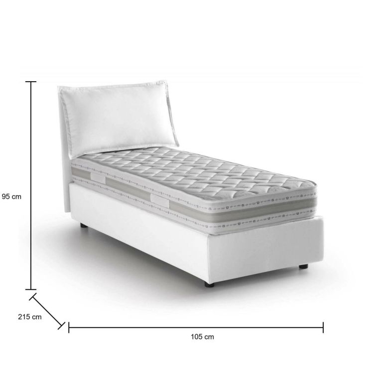 Letto singolo contenitore panna 105x215cm materasso incluso - Arzon