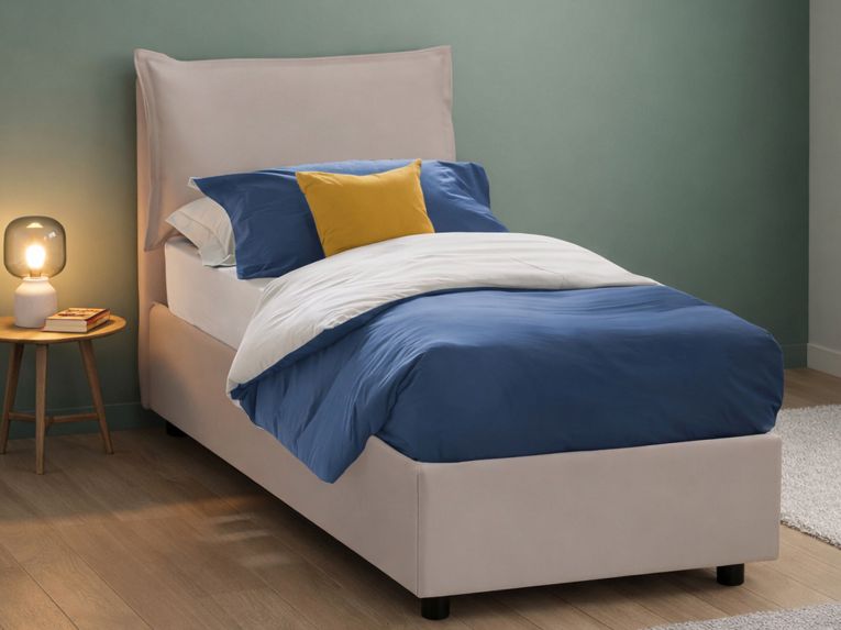 Letto singolo contenitore tortora 180x220cm rete inclusa - Adet