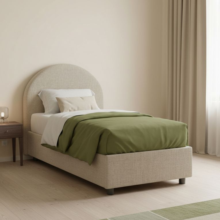 Letto singolo contenitore tortora 95x205cm adatto per materasso 190x80 cm - Amantea