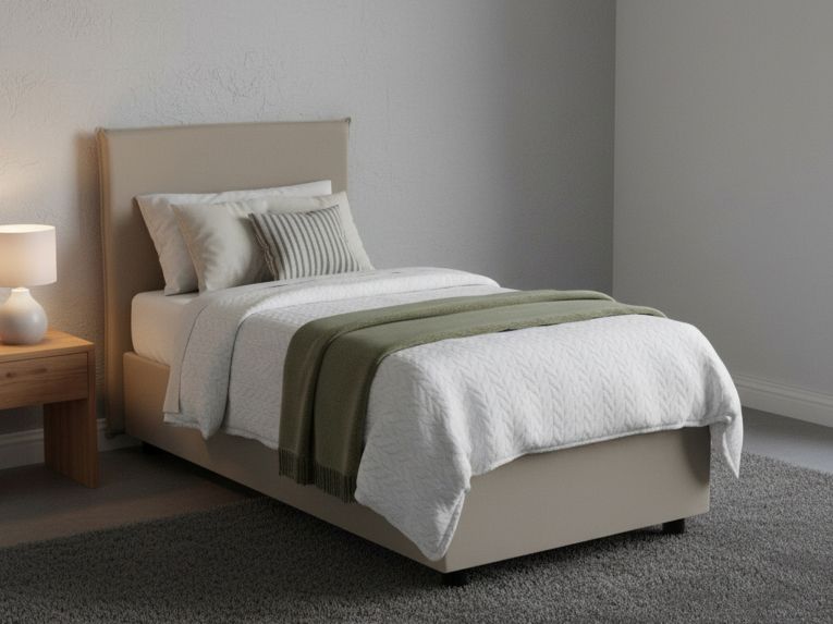 Letto singolo contenitore tortora 95x205cm elegante - Grecale