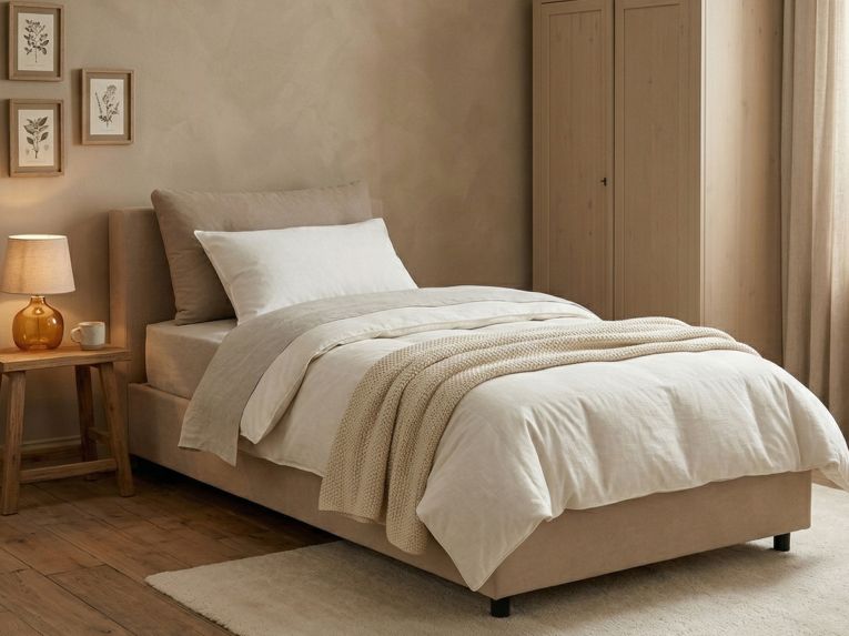 Letto singolo contenitore tortora 95x205cm moderno - Arcisate