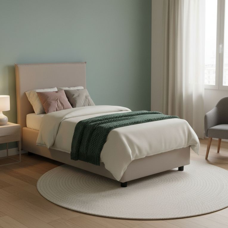 Letto singolo contenitore tortora 95x205cm sfoderabile - Argentino
