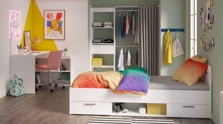 Letto singolo economico bianco opaco 94x204cm adatto per materasso 200x90 cm - Zone