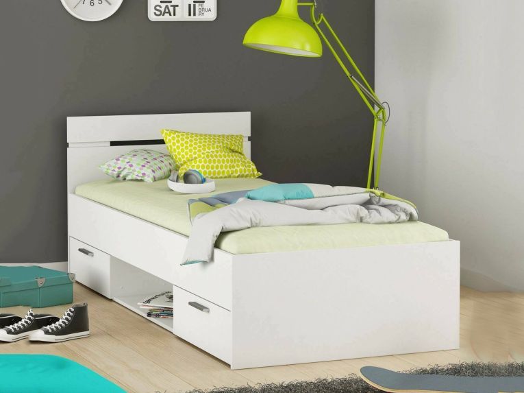 Letto singolo economico bianco opaco 94x204cm adatto per materasso 200x90 cm - Zone