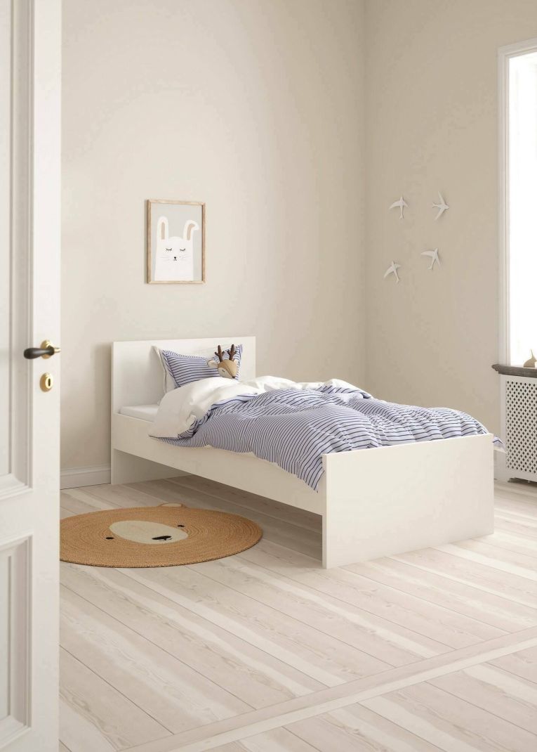Letto singolo Fanny, Sommier per camera da letto, Giroletto per stanza, Struttura porta materasso, 197x96 h80 cm, Bianco