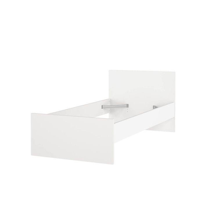 Letto singolo Fanny, Sommier per camera da letto, Giroletto per stanza, Struttura porta materasso, 197x96 h80 cm, Bianco