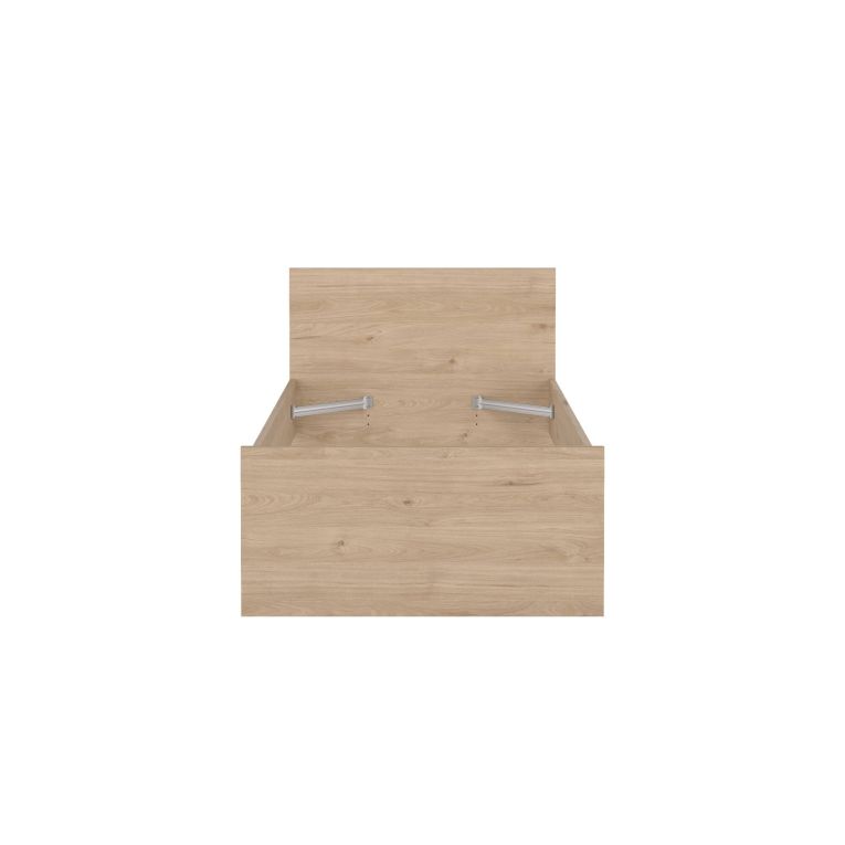 Letto singolo Fanny, Sommier per camera da letto, Giroletto per stanza, Struttura porta materasso, 197x96 h80 cm, Rovere