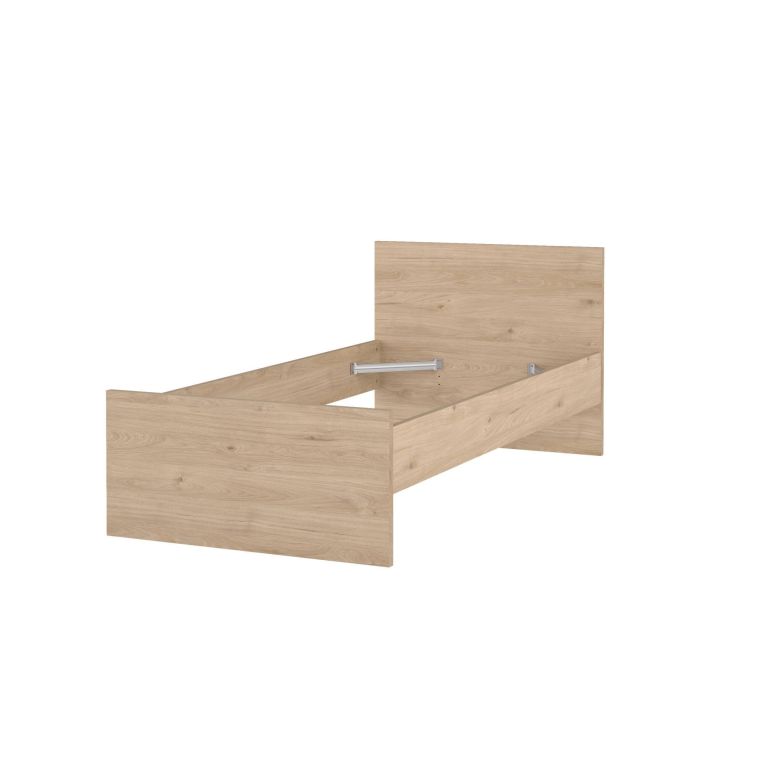 Letto singolo Fanny, Sommier per camera da letto, Giroletto per stanza, Struttura porta materasso, 197x96 h80 cm, Rovere