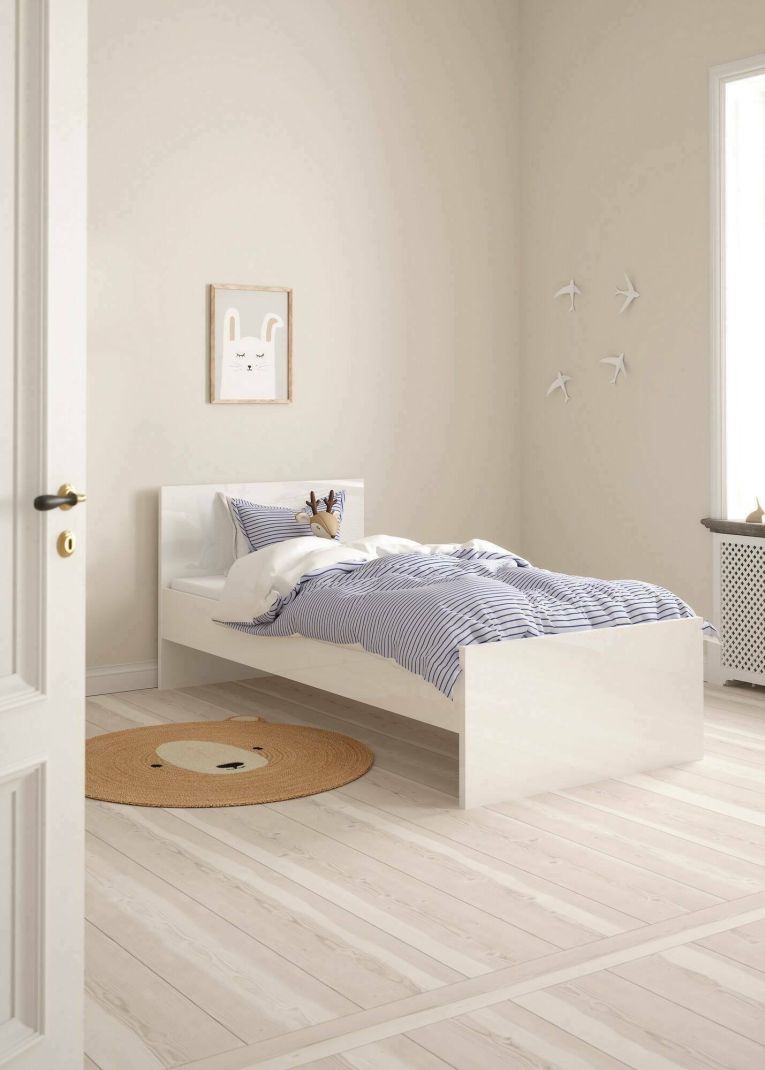 Letto singolo Fanny, Sommier per camera da letto, Giroletto per stanza, Struttura porta materasso, 96x197 h80 cm, Bianco