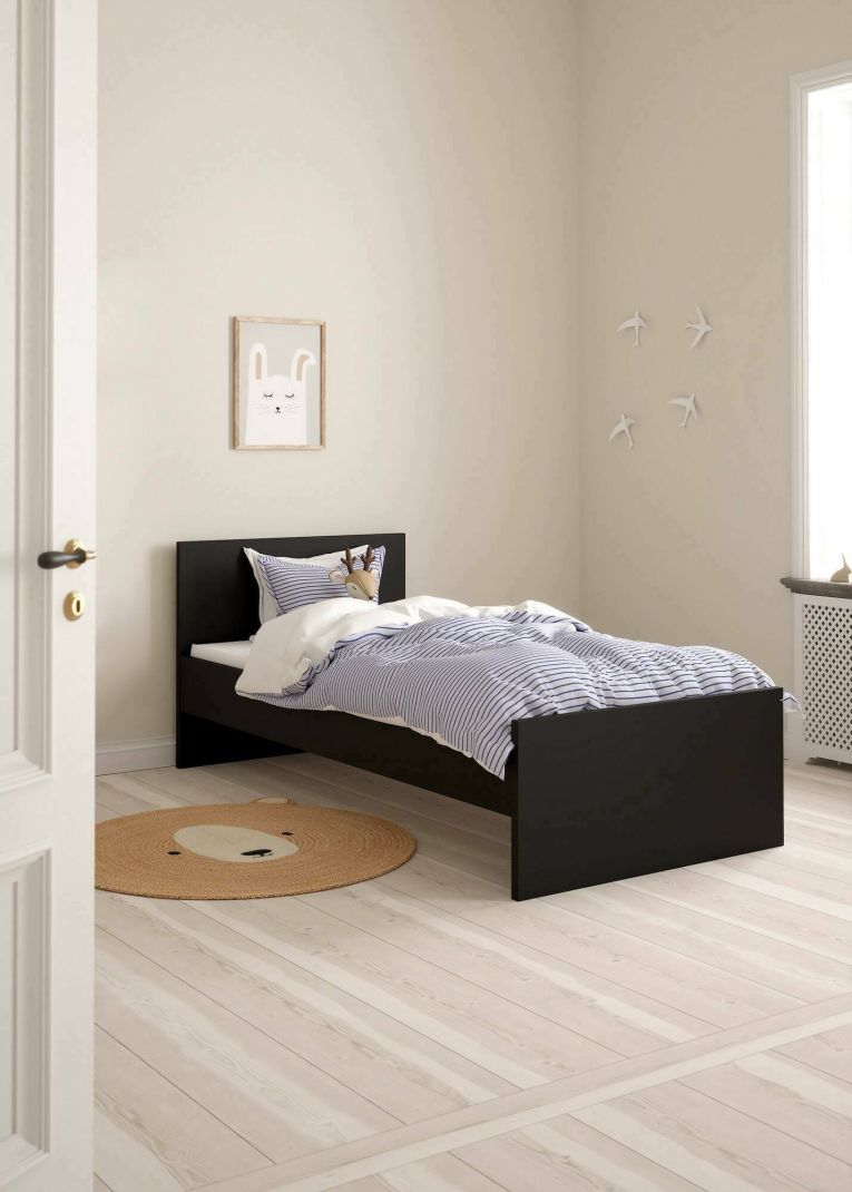 Letto singolo Fanny, Sommier per camera da letto, Giroletto per stanza, Struttura porta materasso, 96x197 h80 cm, Nero