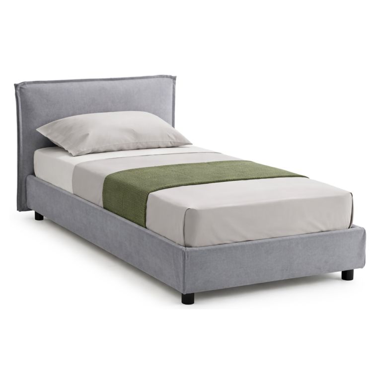 Letto Singolo Grigio Materasso Incluso Sfoderabile, Contenitore Made in Italy - Brozolo