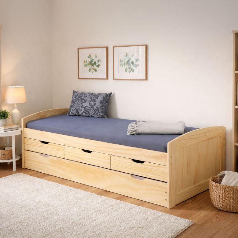 Letto Singolo Marrone Rovere Contenitore Dimensione Materasso 90x200 cm, Singolo - Tavullia