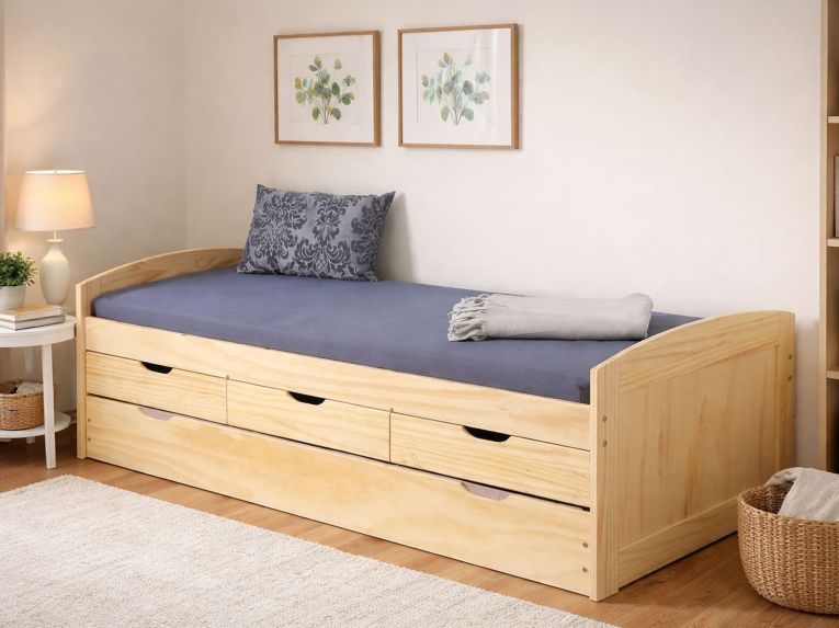 Letto Singolo Marrone Rovere Contenitore Dimensione Materasso 90x200 cm, Singolo - Tavullia