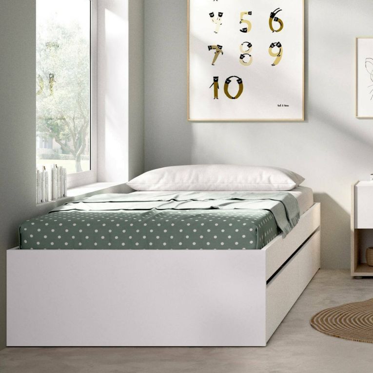 Letto singolo moderno bianco 194x95cm adatto per materasso 90x190 cm - Neki