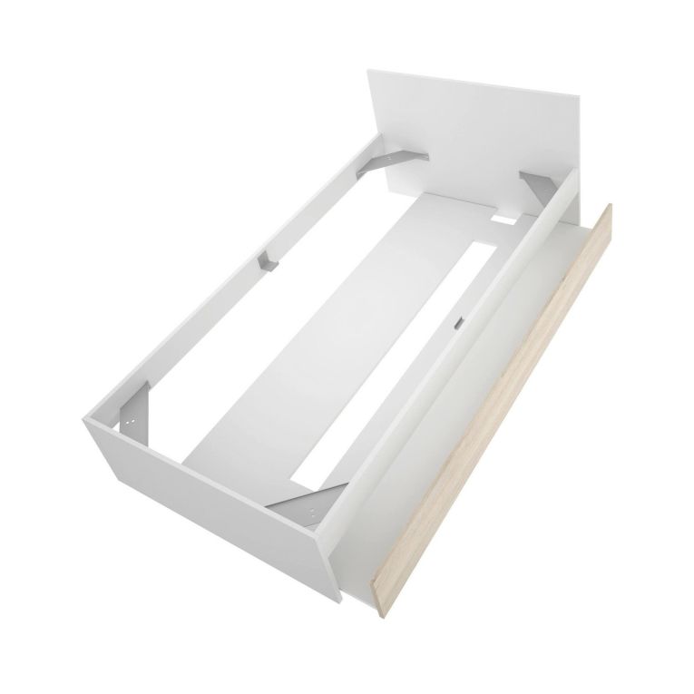 Letto singolo moderno bianco e rovere 194x95cm adatto per materasso 90x190 cm - Pakhar