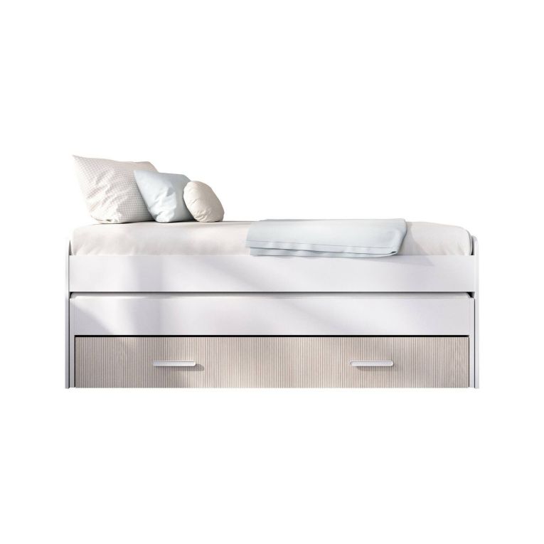 Letto singolo moderno bianco e rovere 98x200cm adatto per materasso 90x190 cm - Auguste