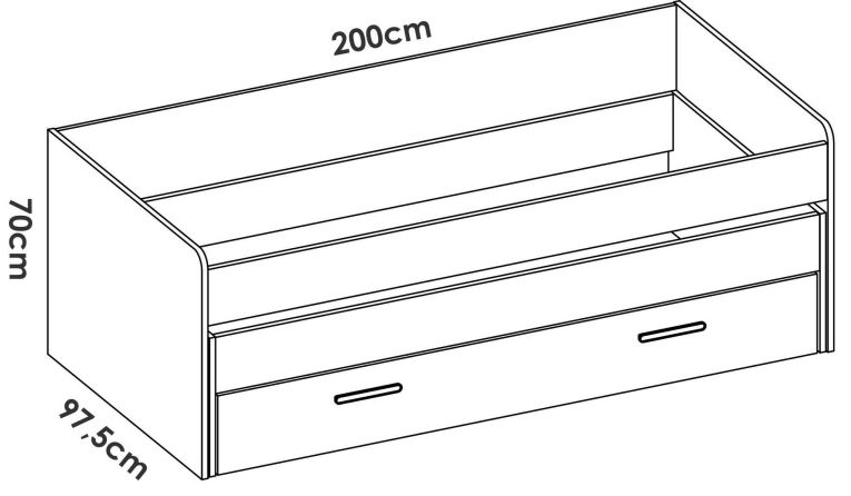 Letto singolo moderno bianco e rovere 98x200cm adatto per materasso 90x190 cm - Auguste