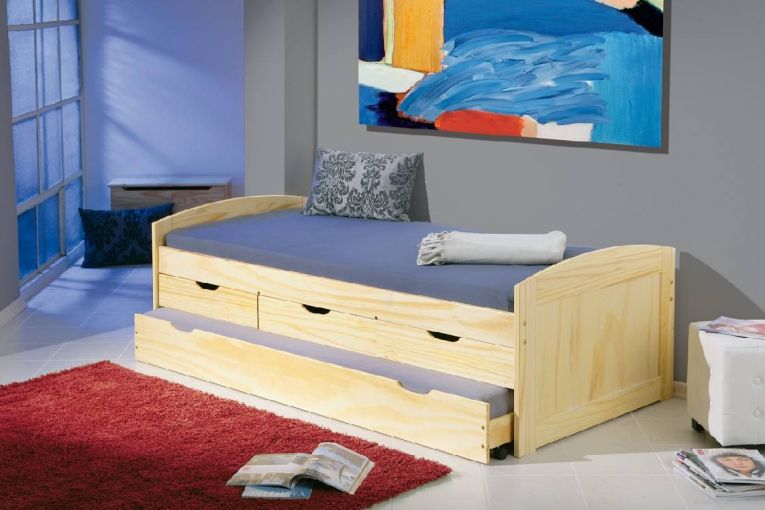 Letto singolo moderno rovere 205x98cm in legno massello - Herten
