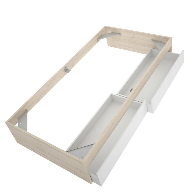 Letto singolo moderno rovere e bianco 194x95cm adatto per materasso 90x190 cm - Neki