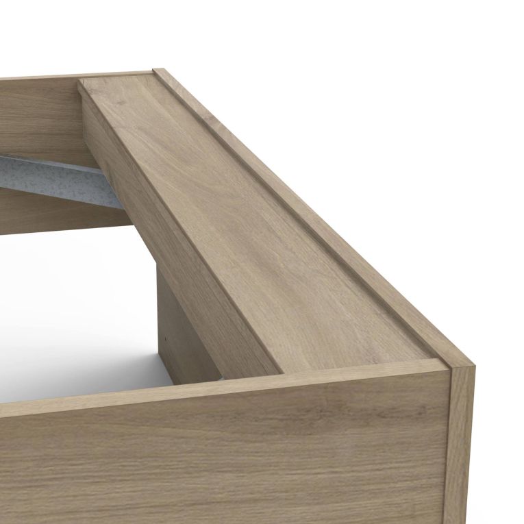 Letto singolo moderno rovere e bianco opaco 124x226cm adatto per materasso 90x200 cm - Wali