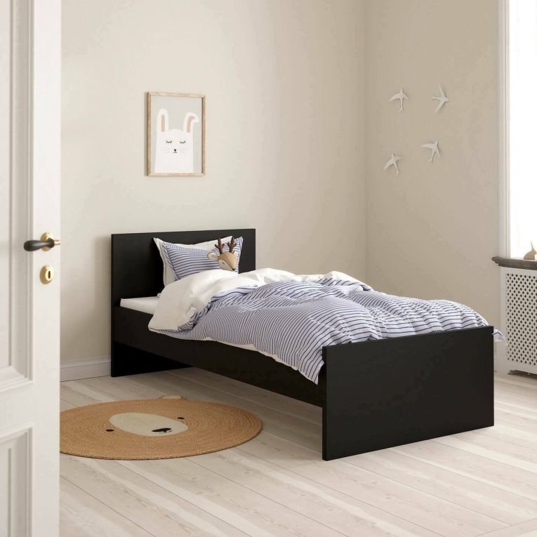 Letto singolo nero 96x196cm adatto per materasso 190x90 cm - Assar