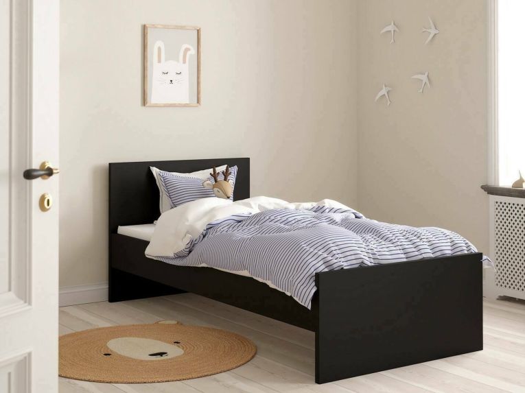 Letto singolo nero 96x196cm adatto per materasso 190x90 cm - Assar