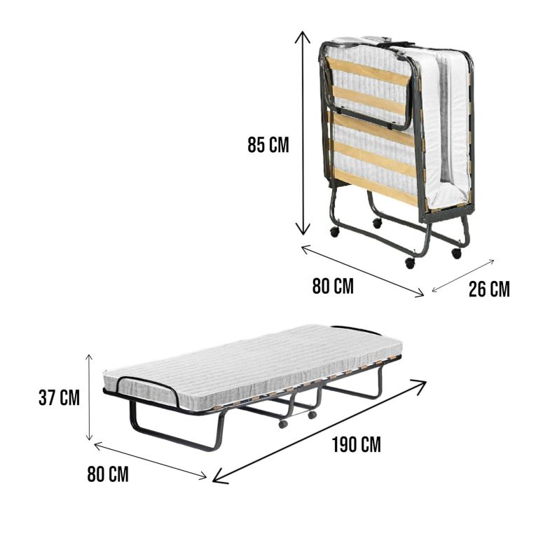 Letto singolo pieghevole 190x80cm bianco - Tellus