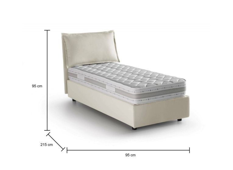 Letto singolo Rossella, Letto contenitore con rivestimento in tessuto, 100% Made in Italy, Apertura frontale, con materasso Cm 80x200 incluso, Beige