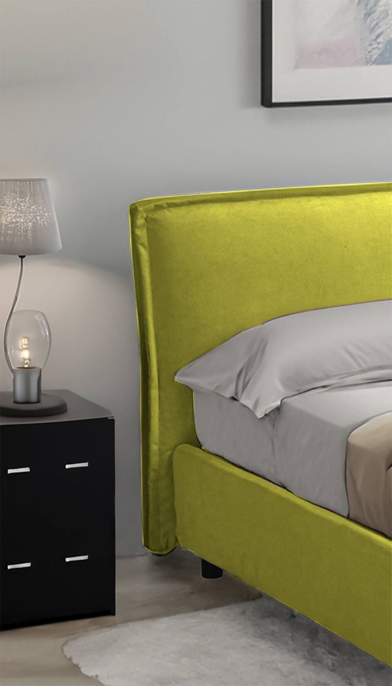 Letto Singolo Verde Sfoderabile Contenitore, Dimensione Materasso 80x200 cm Made in Italy - Bruino